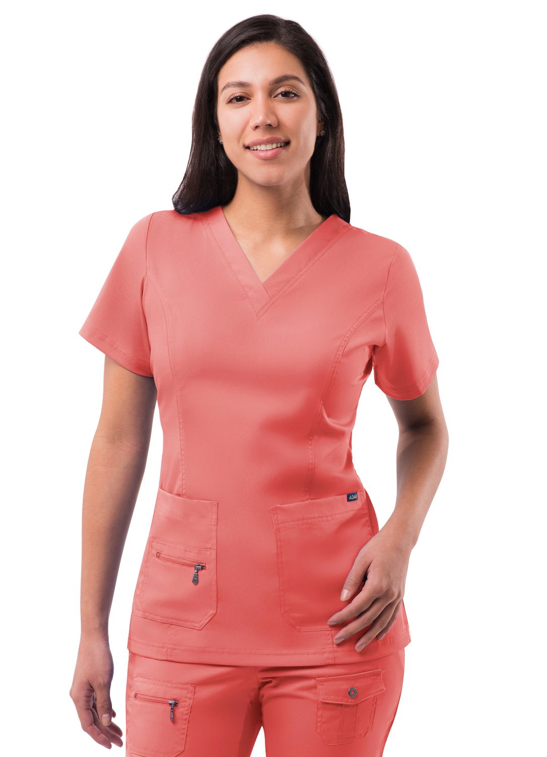 Size M Elevated V-Neck Scrub Top by Adar/ Rapture Rose