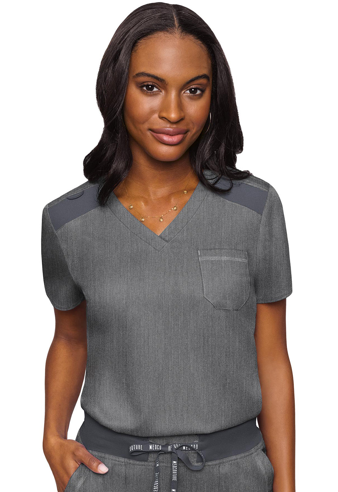 V-Neck Tuck In By Med Couture  XS-3XL / Slate