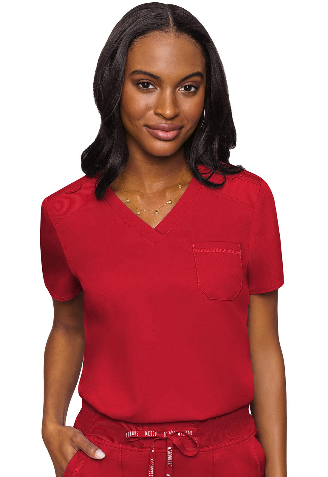 V-Neck Tuck In By Med Couture  XS-3XL / Red