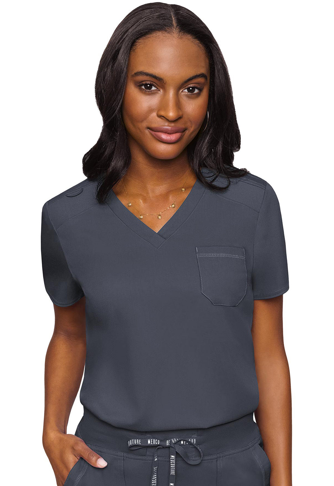 V-Neck Tuck In By Med Couture  XS-3XL / Pewter