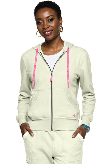 Fleece Zip Front Logo Hoodie  By Med couture XS-2X /Sweet Cream