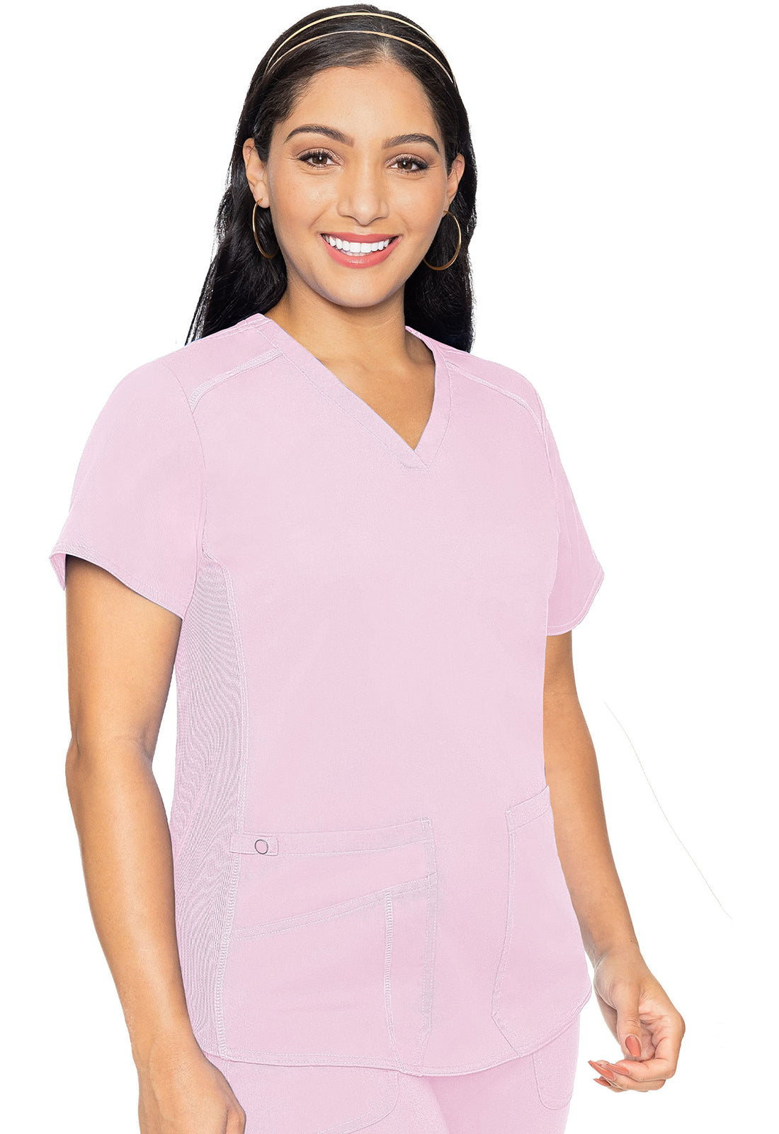 Med Couture Touch V-Neck Shirttail Racerback Top  XS-3XL / Ice Pink