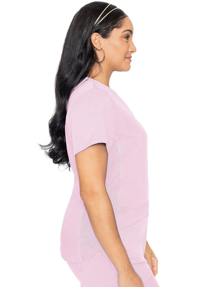Med Couture Touch V-Neck Shirttail Racerback Top  XS-3XL / Ice Pink