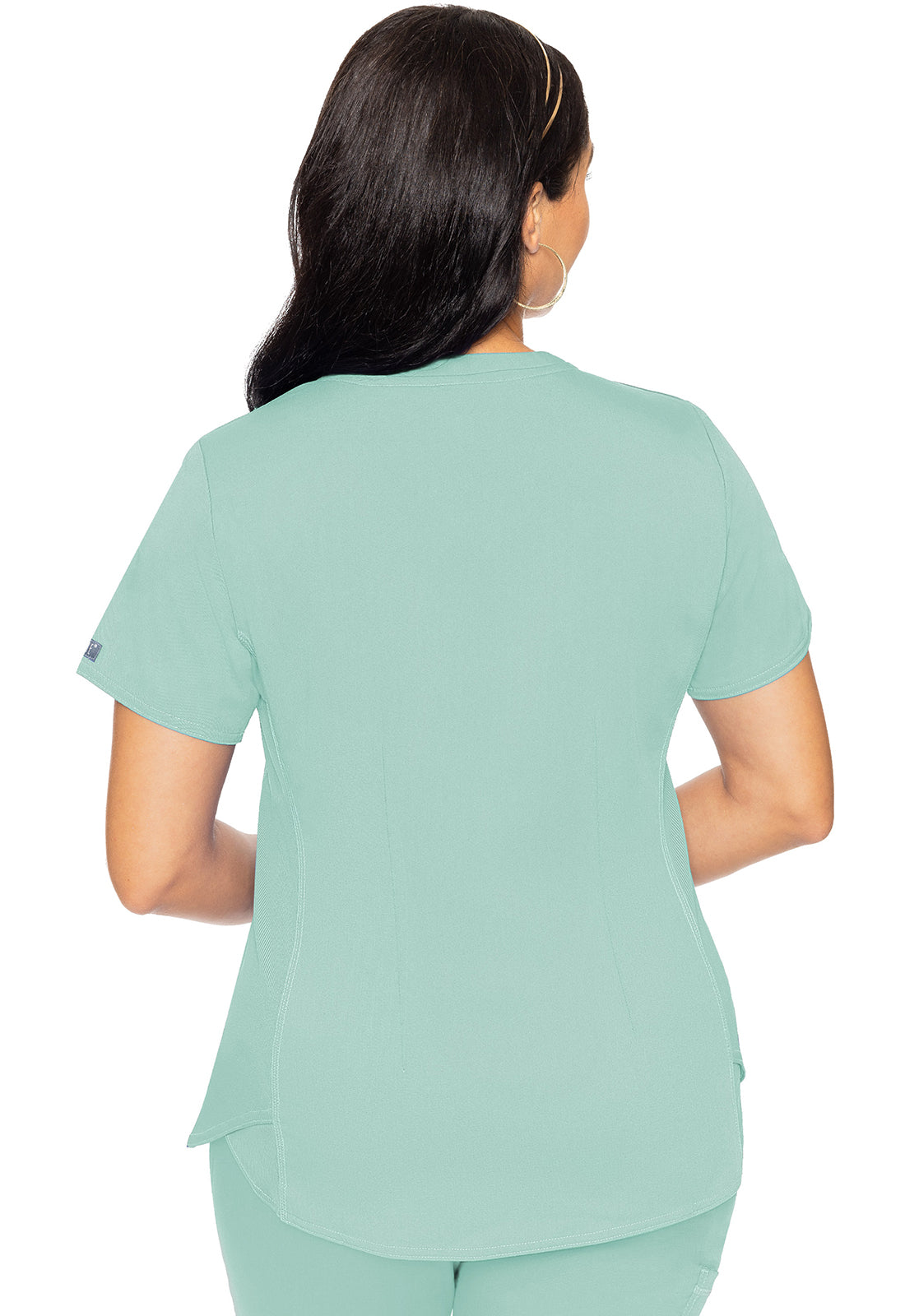Med Couture Touch V-Neck Shirttail Racerback Top  XS-3XL /  Sea Mist