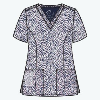 Printed Curved V-Neck Top BY MAEVN XS-3XL / Animalia ( ANM )