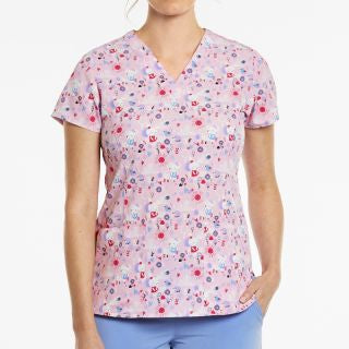 Printed Curved V-Neck Top BY MAEVN XS-3XL / Ester Friends