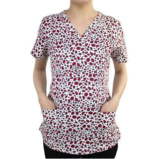 Printed Curved V-Neck Top BY MAEVN XS-3XL /Quiet Savage