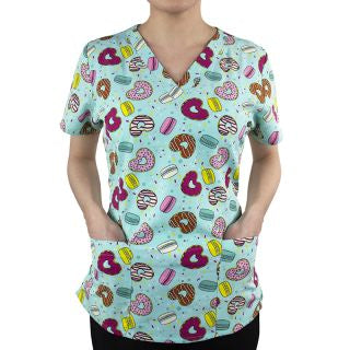 Printed Curved V-Neck Top BY MAEVN XS-3XL /Sweet Goodness