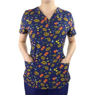 Printed Curved V-Neck Top BY MAEVN XS-3XL / Wildflower Whispers