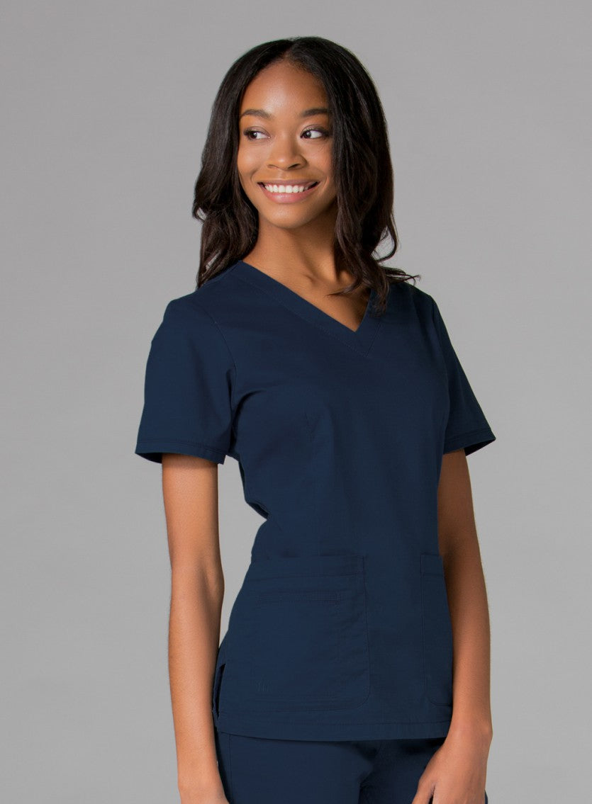 Curved V-Neck Top XS-5XL By Maevn / True Navy