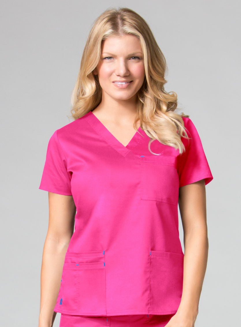 Blossom 3 Pocket V-Neck Top XS-3X by Maevn-Passion Pink