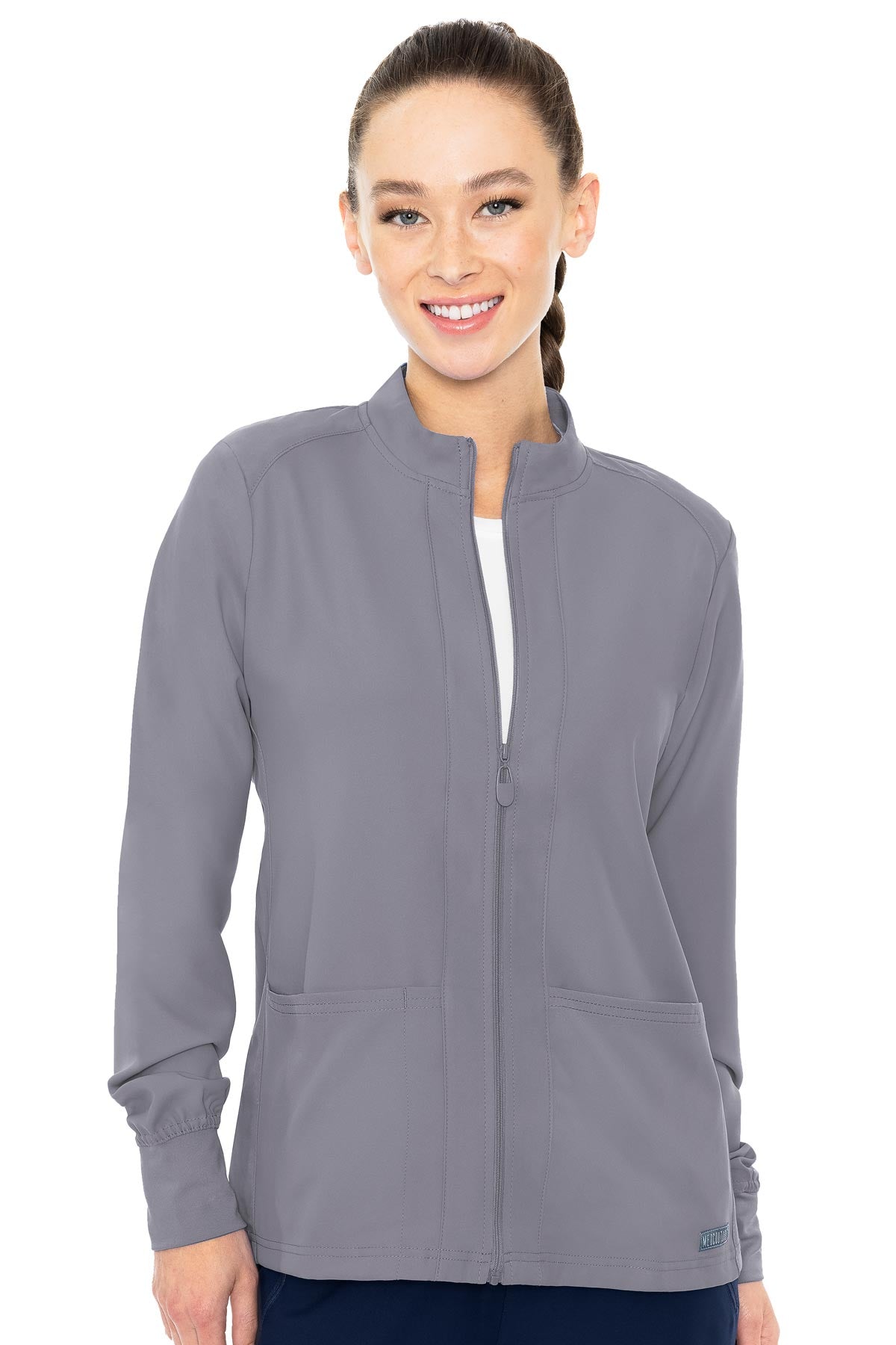 Zip Front Warm-Up With Shoulder Yokes  by Med Couture XS-5XL / Cloud
