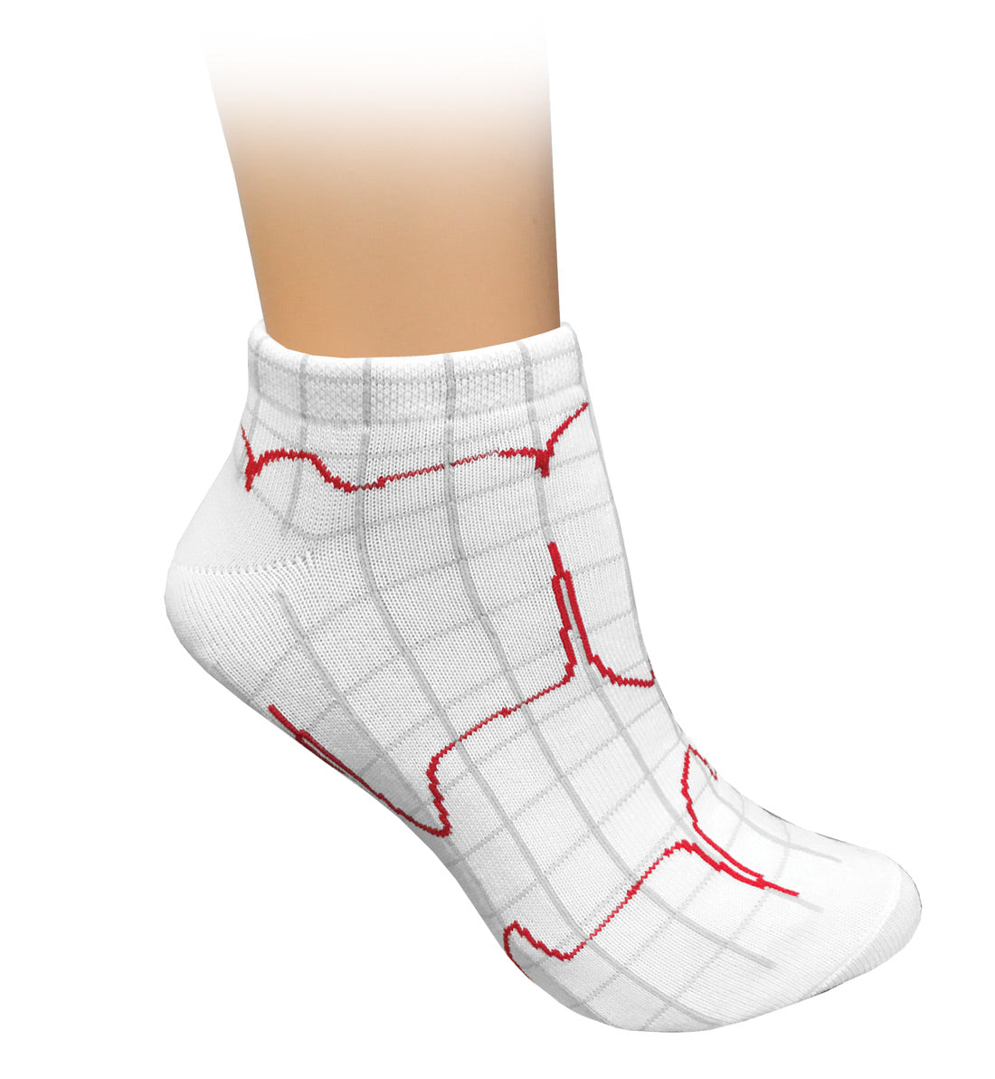 Nurse Ankle Socks by Prestige / EKG on White