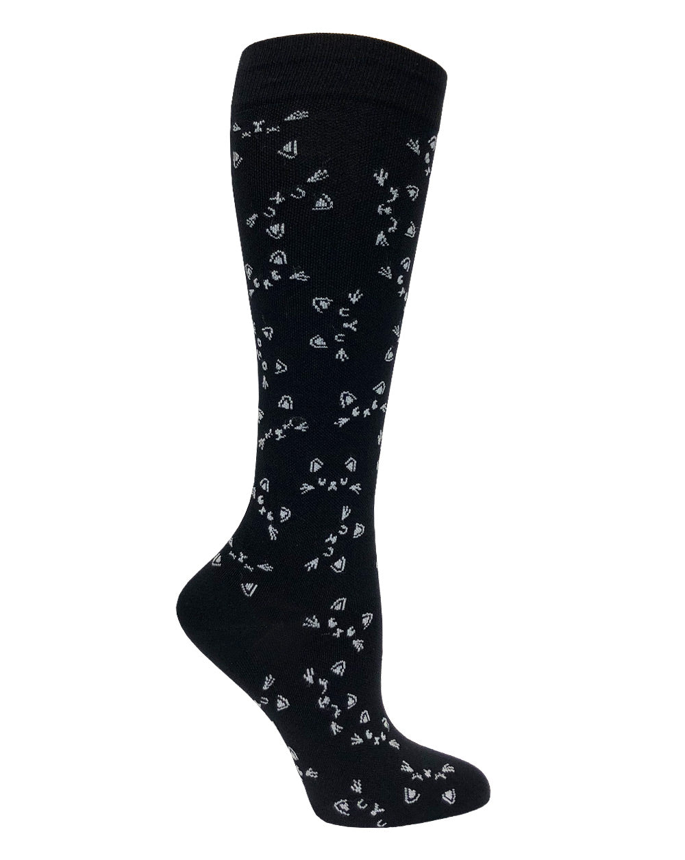 12" Premium Knit Compression Socks by Prestige / Cats Black & White