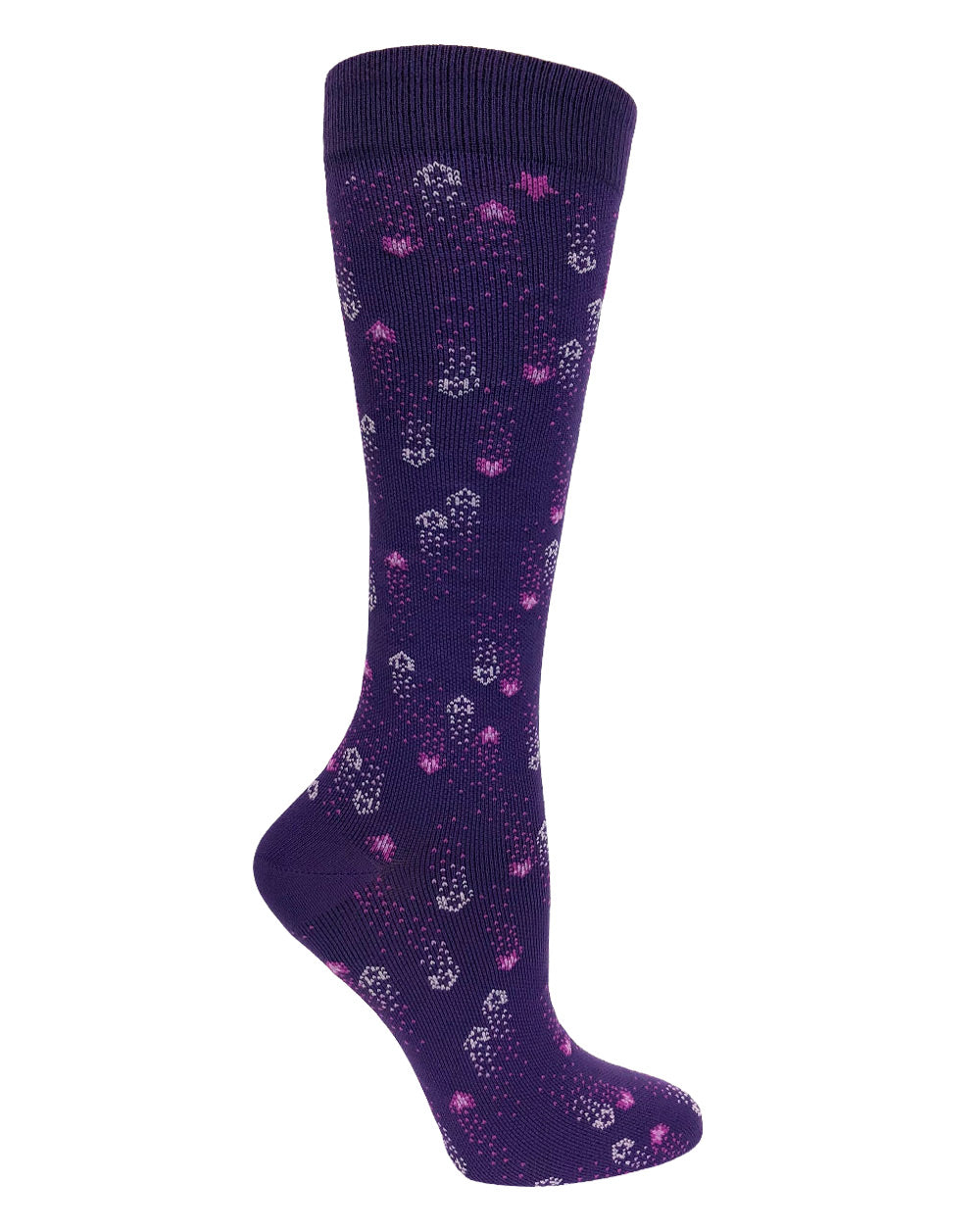 12" Premium Knit Compression Socks by Prestige / Shooting Stars Purple