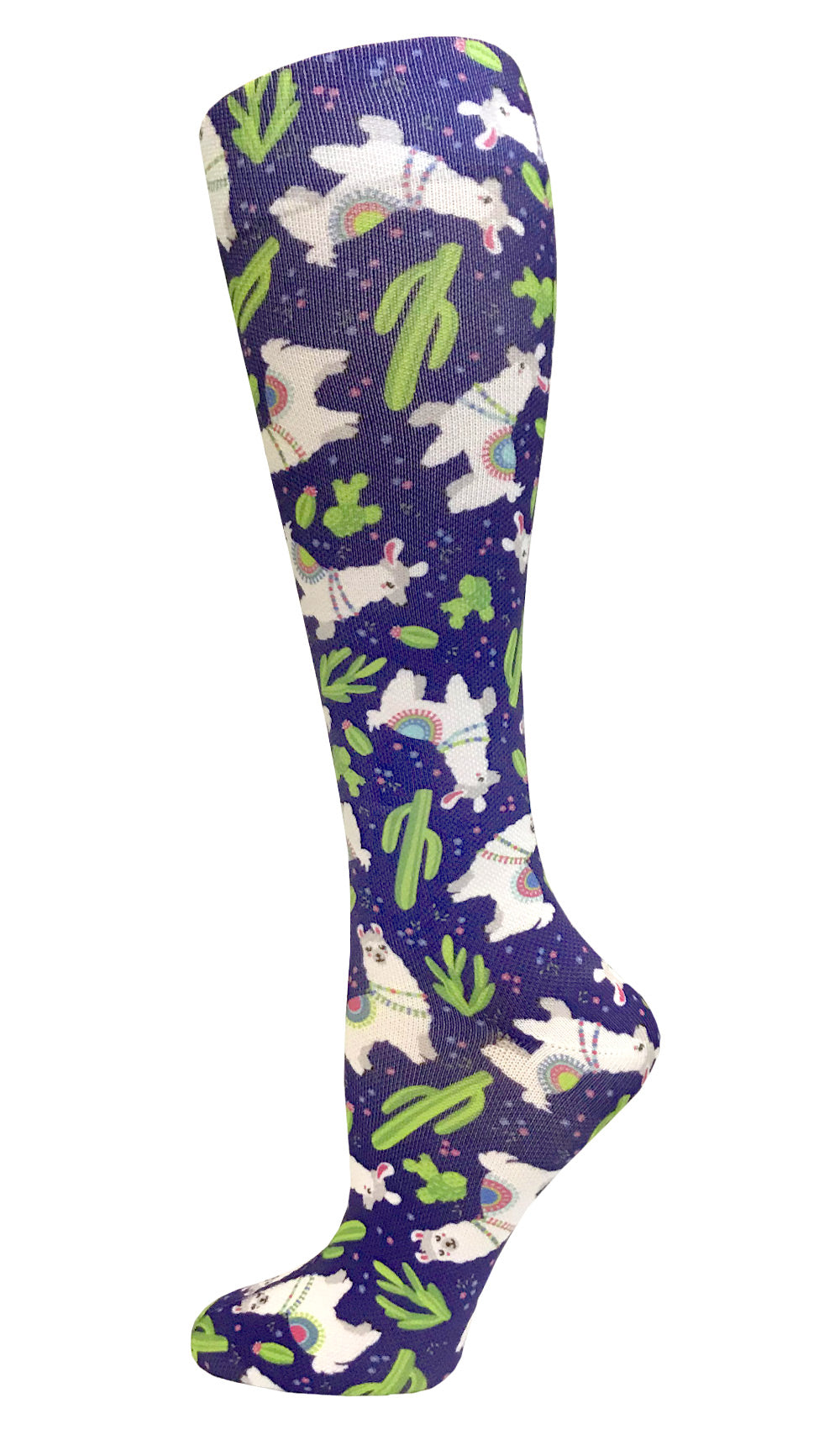 12" Soft Comfort Compression Socks by Prestige /  Llamas Purple