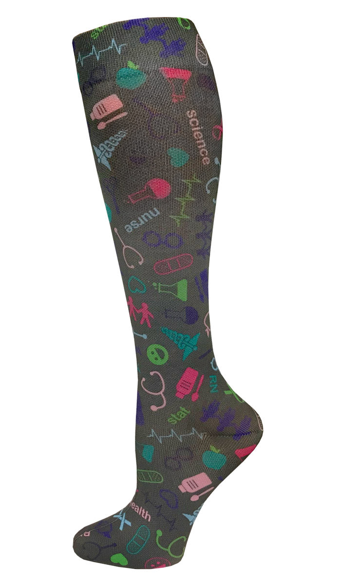 12" Soft Comfort Compression Socks by Prestige /  Medical Symbols Pewter
