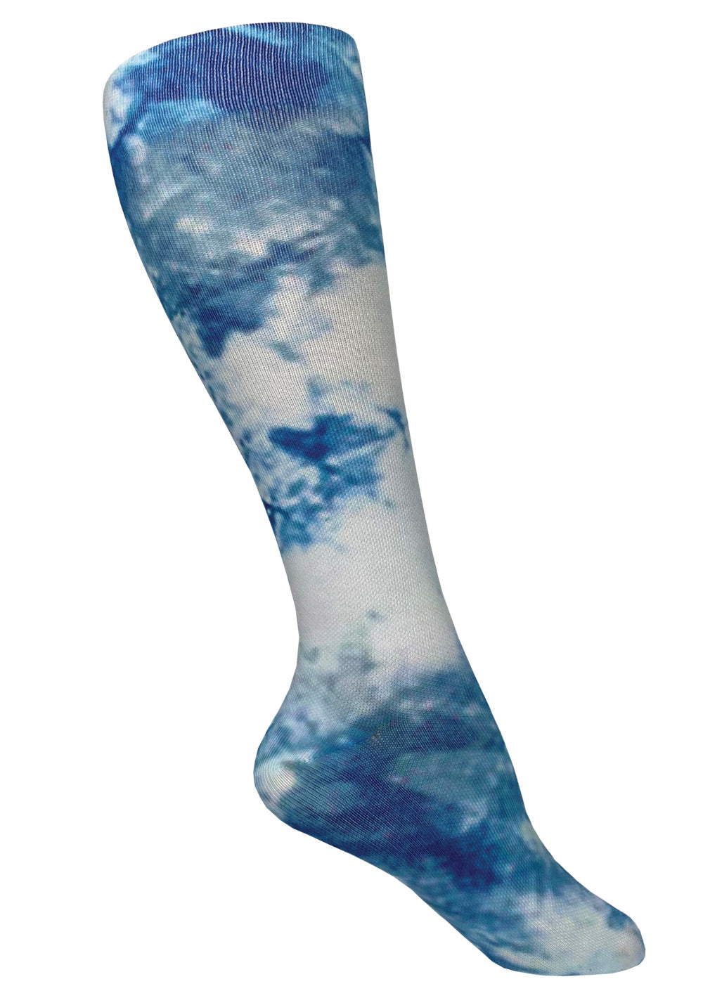 12" Soft Comfort Tie Dye Compression Socks by Prestige /  Tie Dye Blue Ice