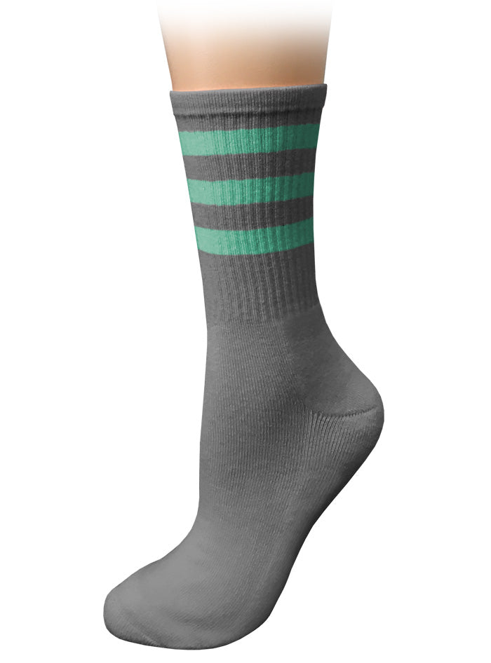 Performance Socks by Prestige /   Pewter with Mint Stripes