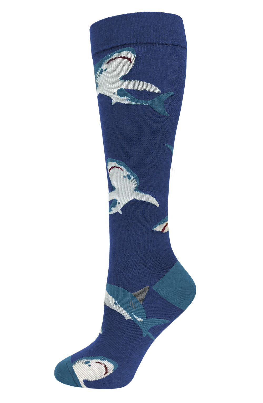 12" Men's Premium Compression Socks by Prestige /   Sharks Ocean Blue