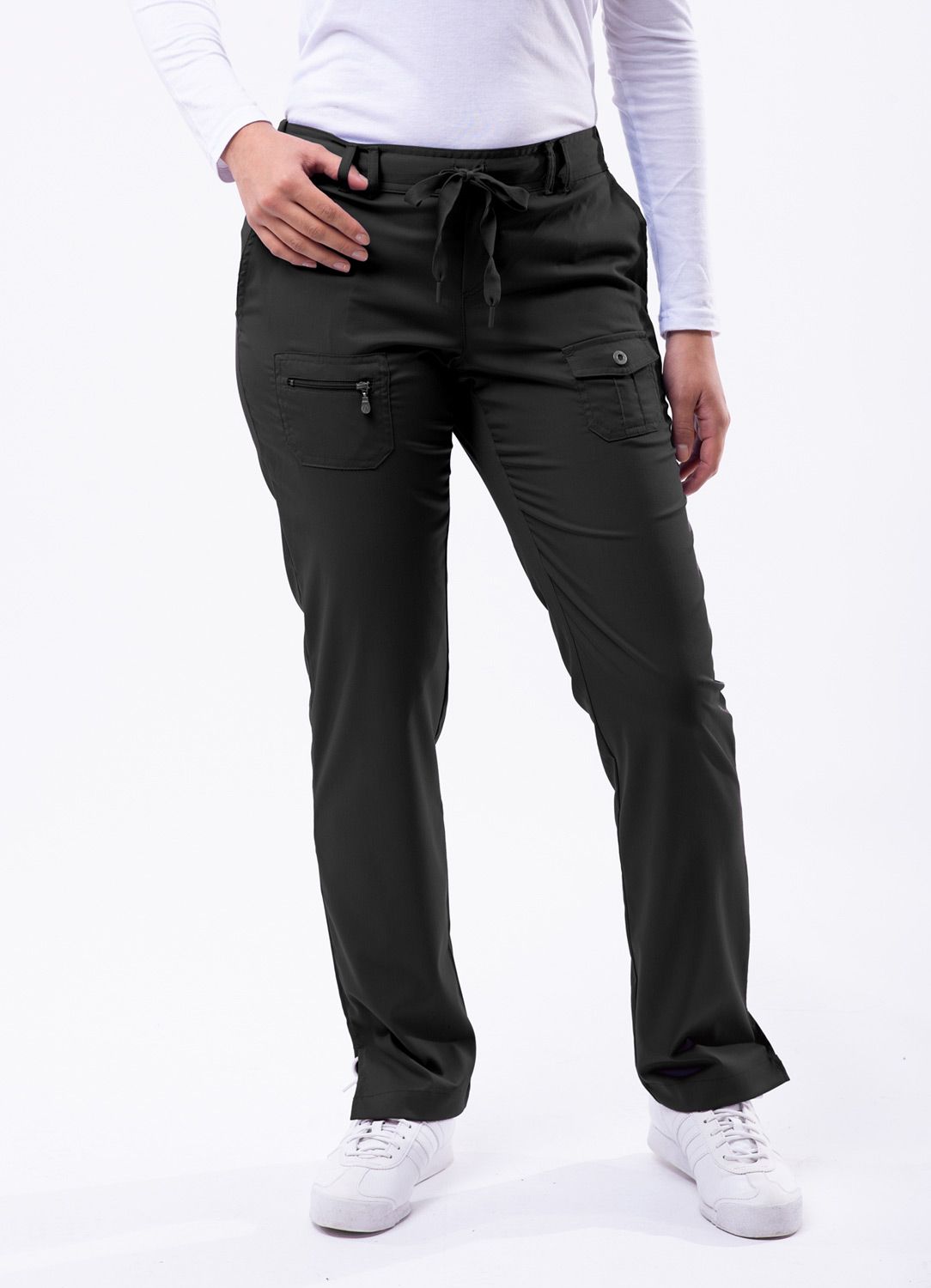 Slim Fit 6 Pocket Scrubs Pant by Adar (Regular) XXS-3XL /  BLACK