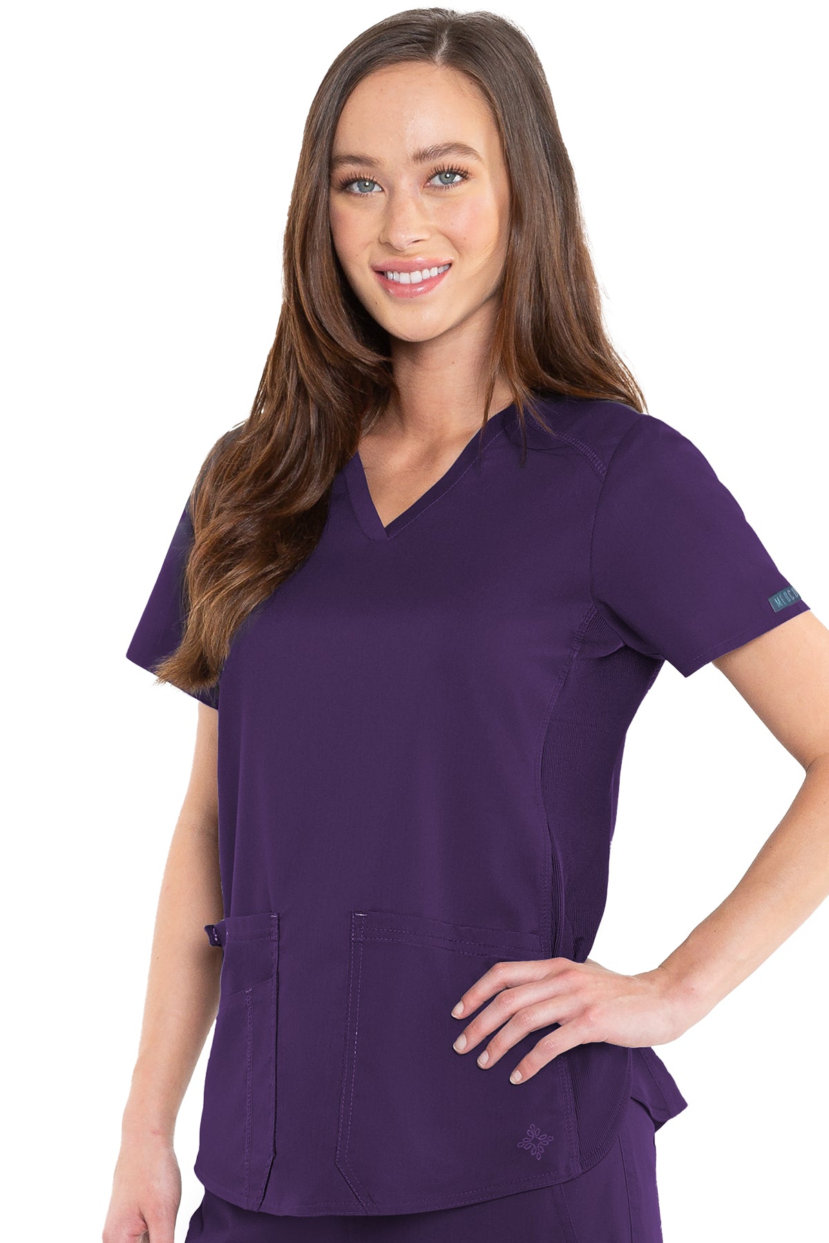 Med Couture V-Neck Shirttail Racerback Top XS-3XL  / Eggplant