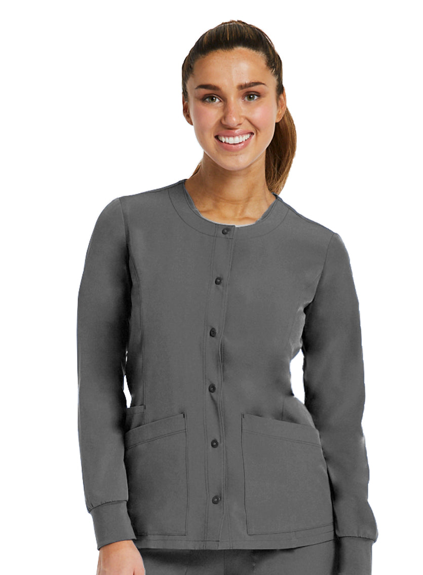 Round Neck Snap Jacket XS-3XL By Maven / Pewter