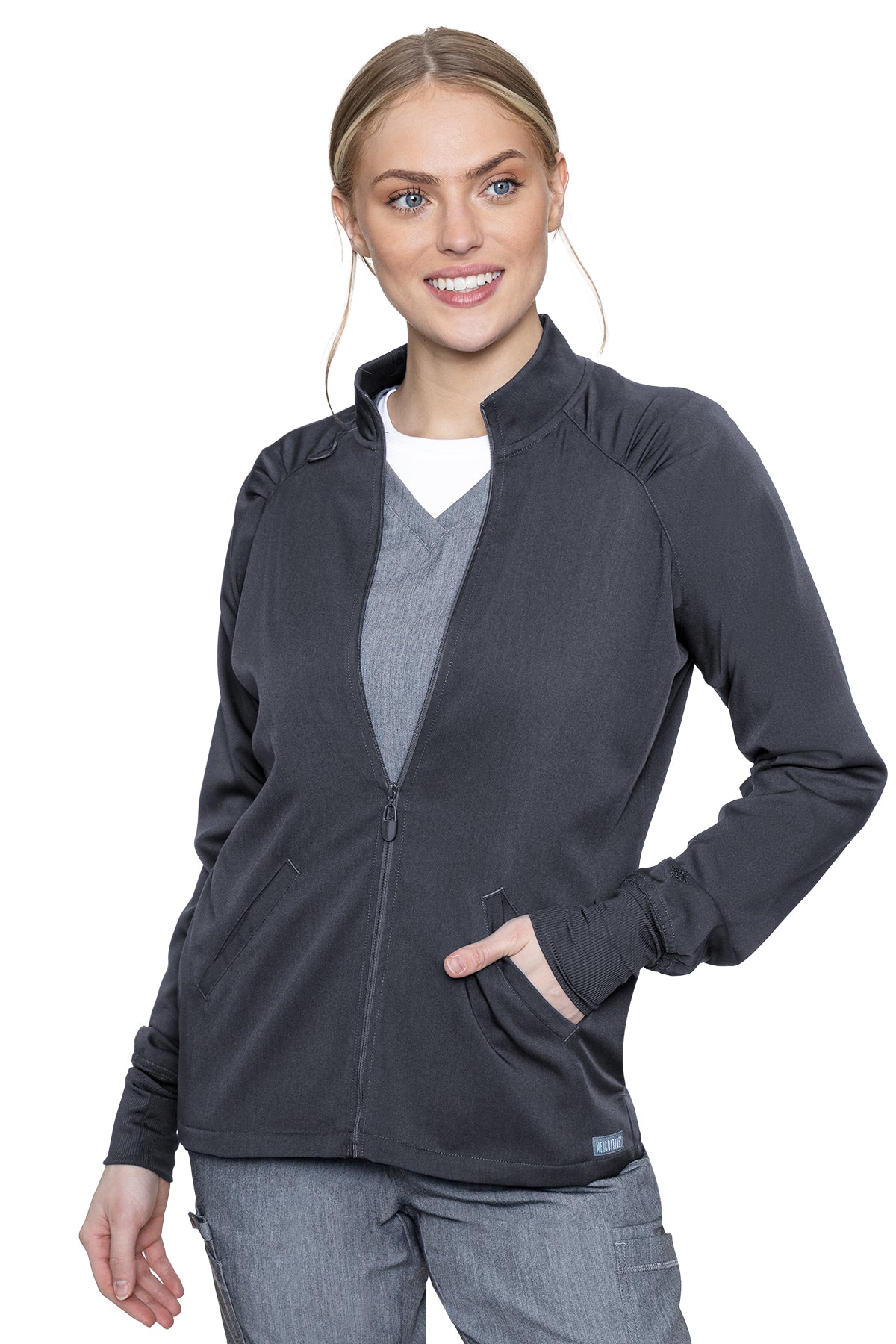 Raglan Warmup JACKET By Med Couture  XS-3XL / Pewter
