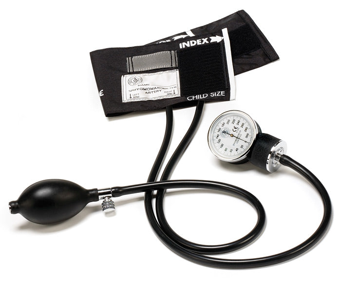 Pediatric Cotton Cuff Aneroid Sphygmomanometer by Prestige / Black