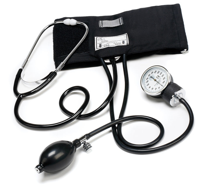 Traditional Home Blood Pressure Set - Large Adult Size Set by Prestige  /    Black