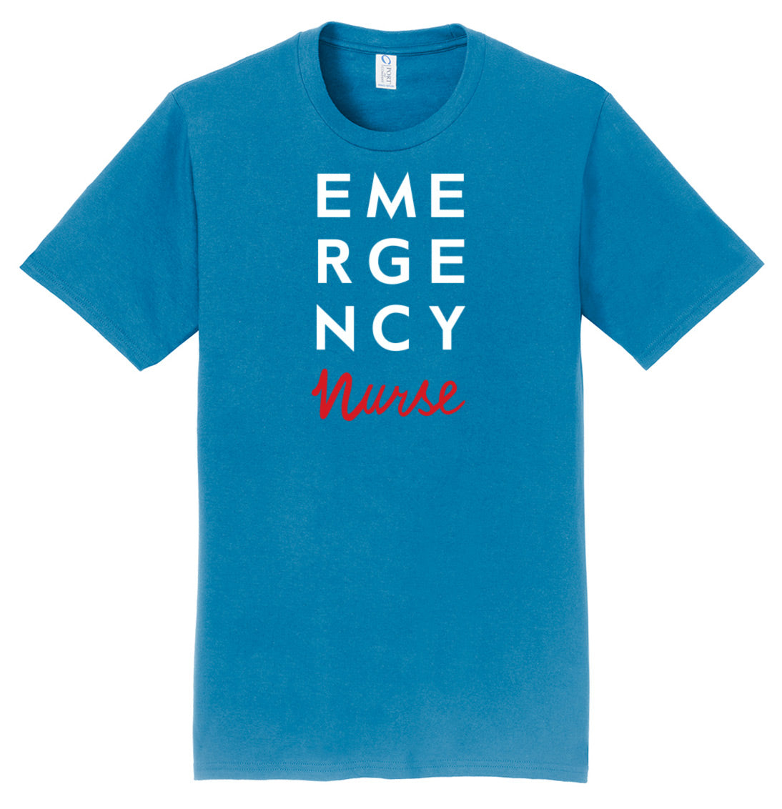 Nurses Cotton T-Shirts by Prestige /  Emergency Nurse on Blue