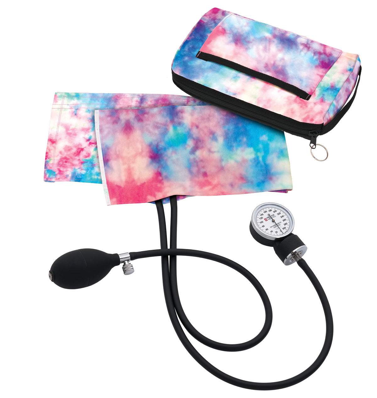 Premium Aneroid Sphygmomanometer with Carry Case by Prestige /  Tie Dye Cotton Candy Sky