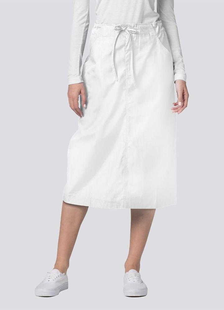 Mid-Calf Length Drawstring Skirt by Adar 6-24 /  WHITE