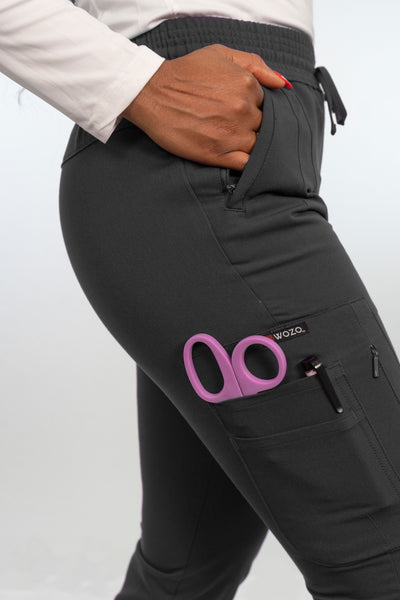 Antimicrobial Lisa Slim-Fit 8-Pocket Jogger Pants By Wozo  XXS-5XL / Black
