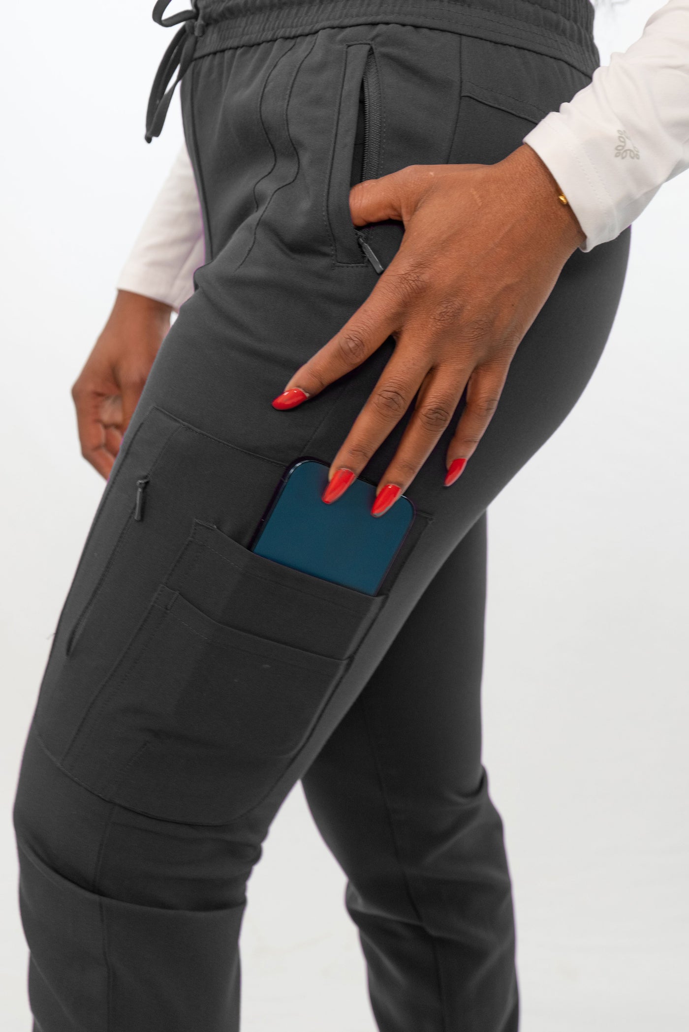 Antimicrobial Lisa Slim-Fit 8-Pocket Jogger Pants By Wozo  XXS-5XL / Black