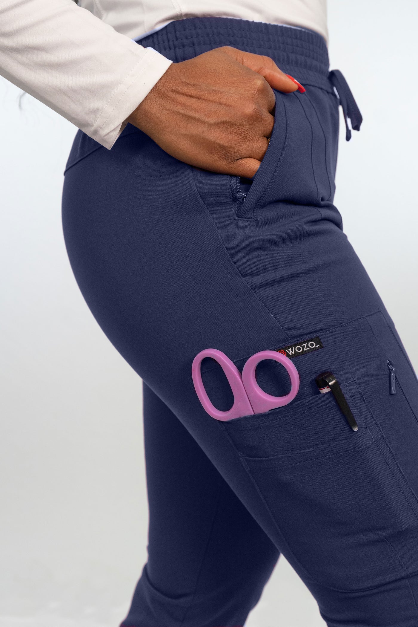 Antimicrobial  Lisa Slim-Fit 8-Pocket Jogger Pants By Wozo  XXS-5XL / Navy