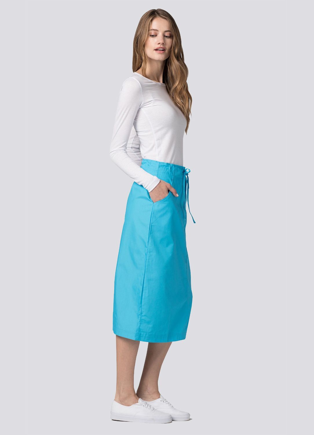 Mid-Calf Length Drawstring Skirt by Adar 6-24 /  TURQUOISE
