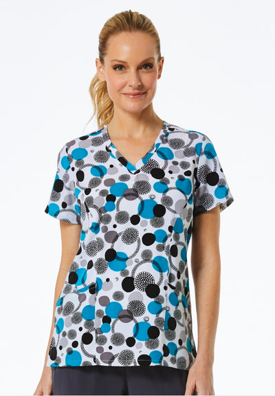 Curved V-Neck Print Top by Maevn