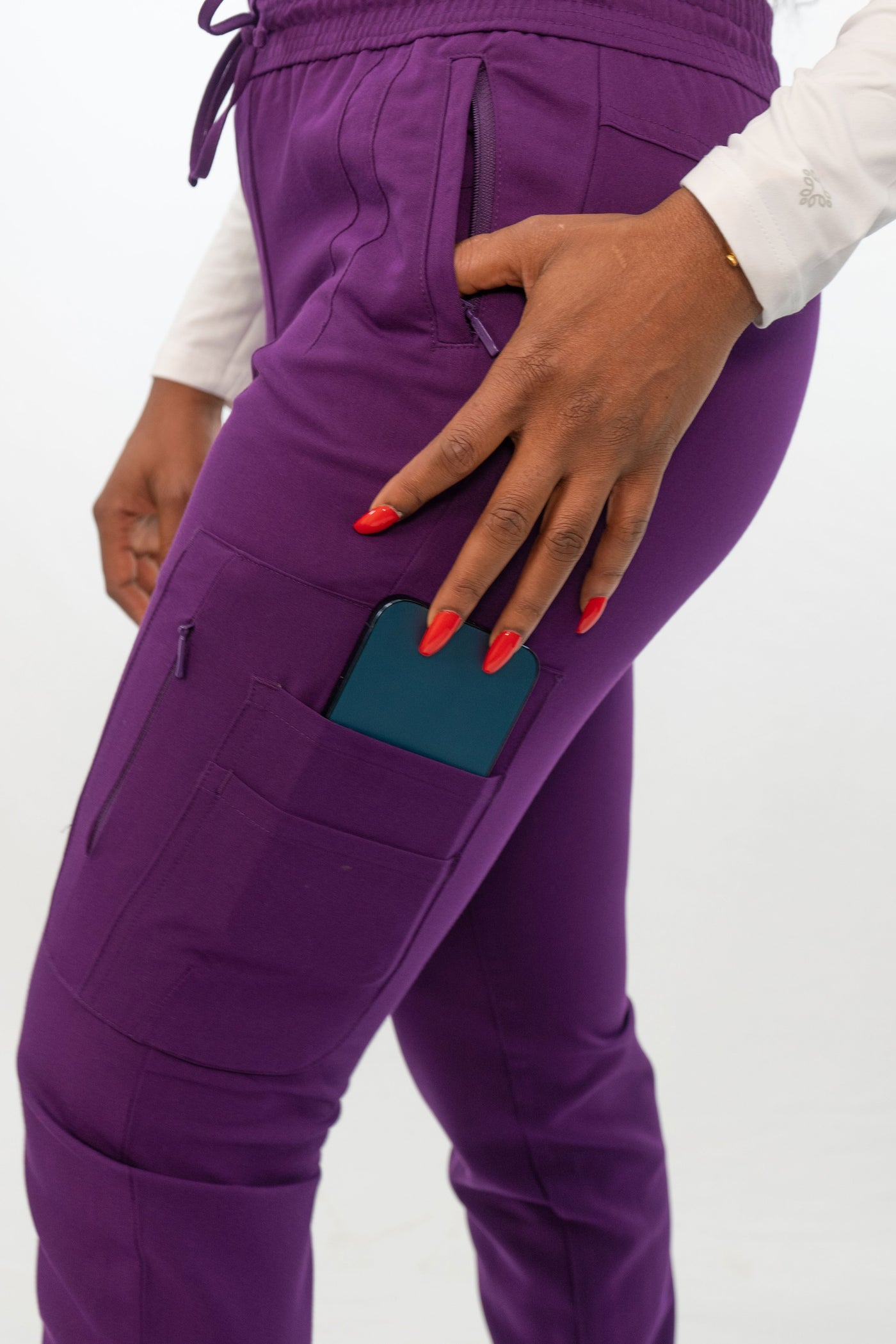 Antimicrobial Lisa Slim-Fit 8-Pocket Jogger  Pants By Wozo   XXS-5XL  / EggPlant