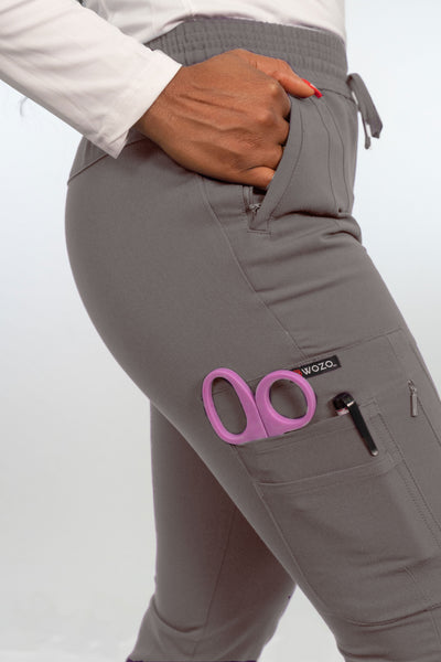 Antimicrobial Lisa Slim-Fit 8-Pocket Jogger  Pants By Wozo  XXS-5XL  / Grey
