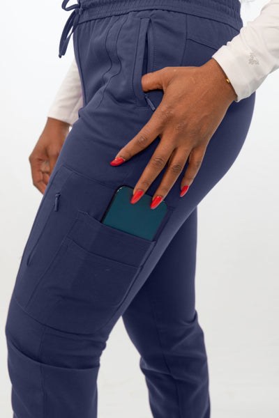 Antimicrobial  Lisa Slim-Fit 8-Pocket Jogger Pants By Wozo  XXS-5XL / Navy