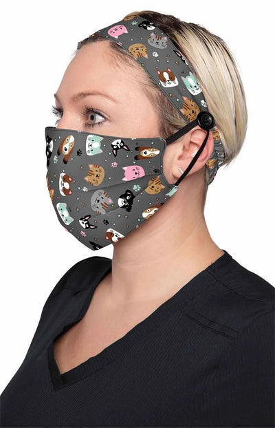 Fashion Mask + Headband Set by KOI /  Raining Cats+Dogs