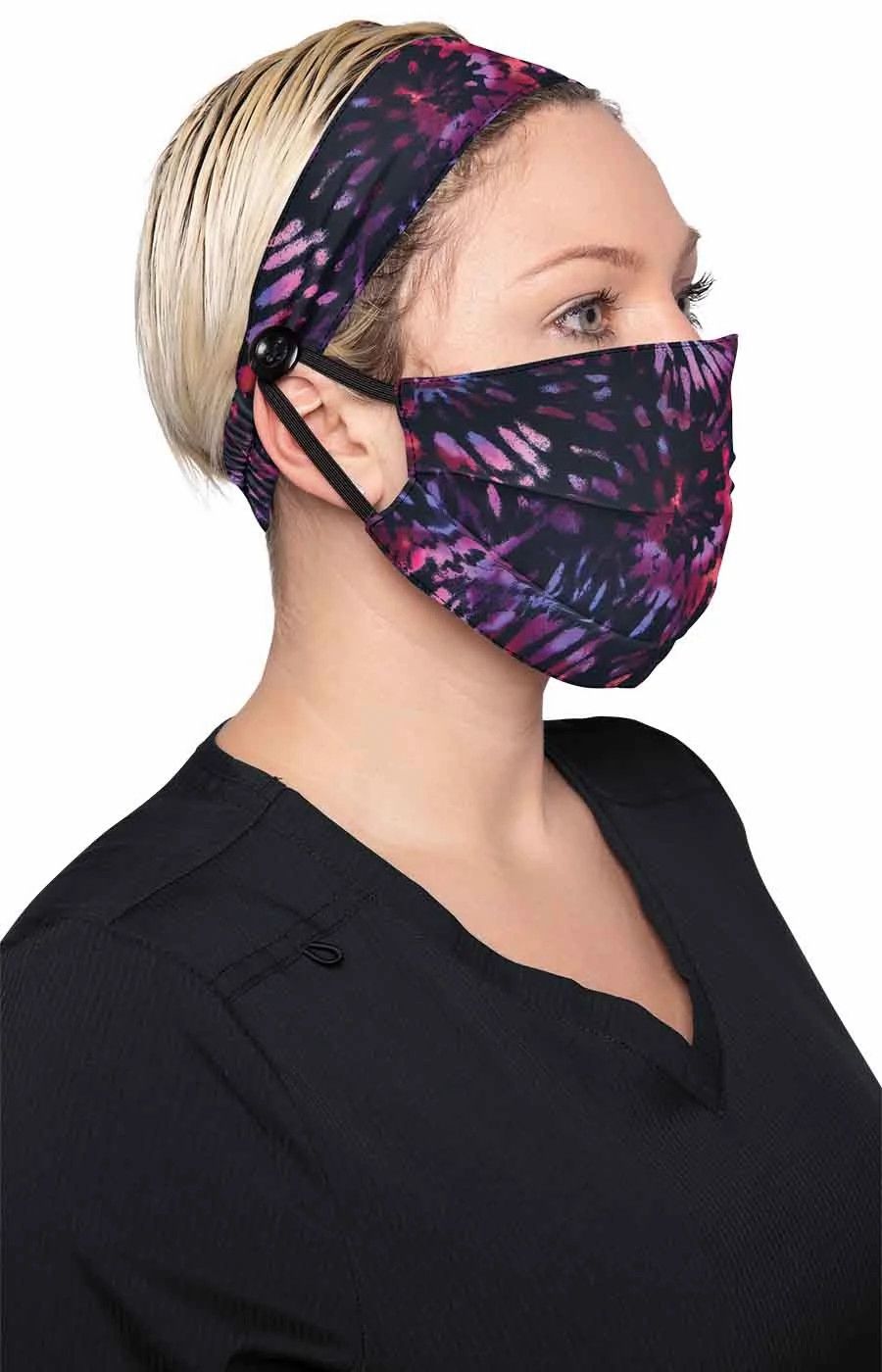 Fashion Mask + Headband Set by KOI / Spiral Tie Dye