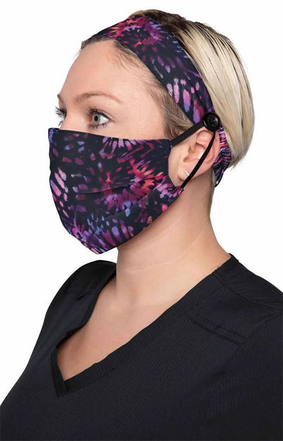 Fashion Mask + Headband Set by KOI / Spiral Tie Dye