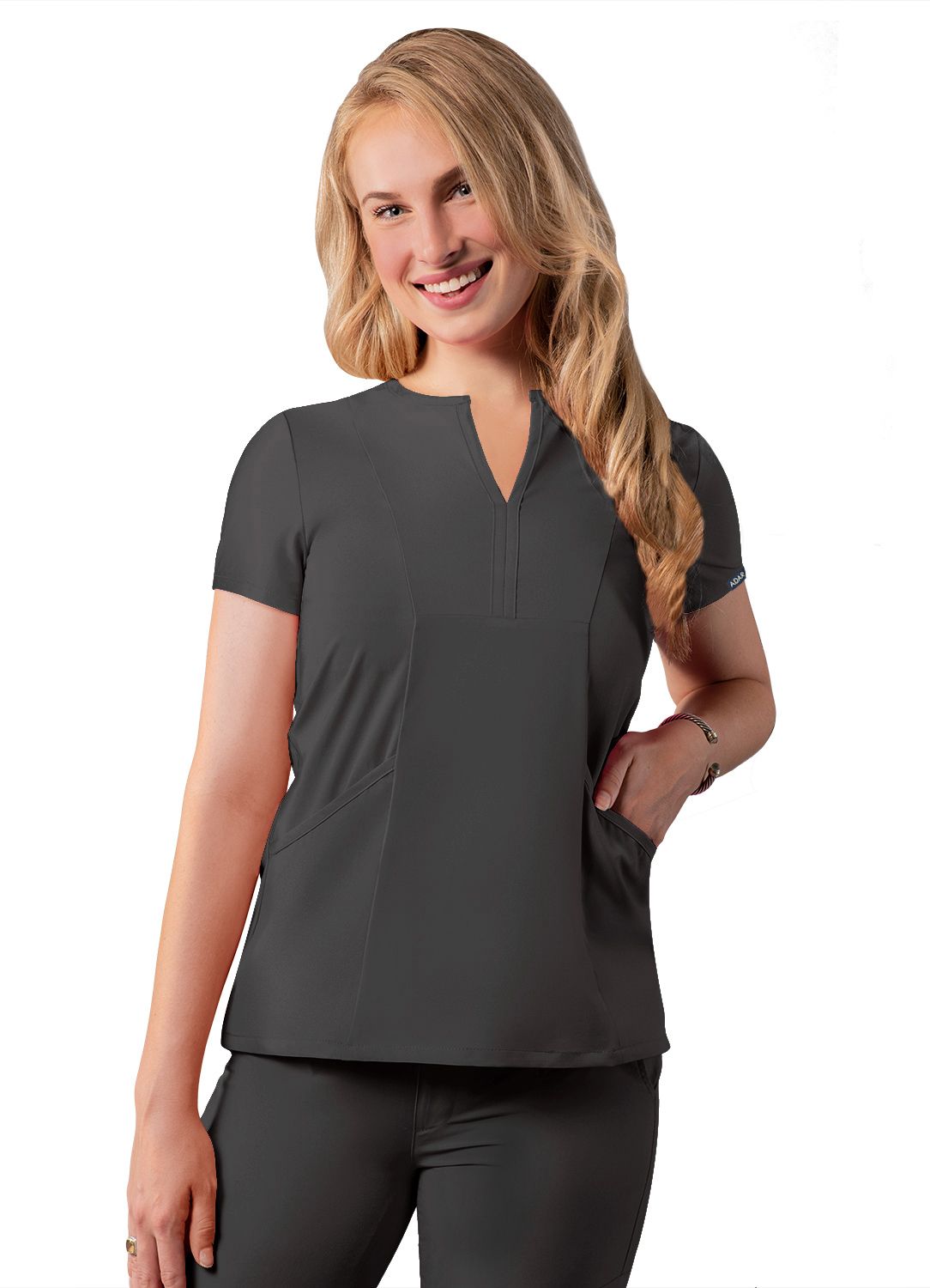 Addition Women's Notched V-neck Top by Adar XXS-3XL / PEWTER