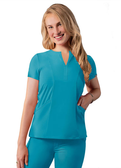 Addition Women's Notched V-neck Top by Adar XXS-3XL /   TEAL BLUE
