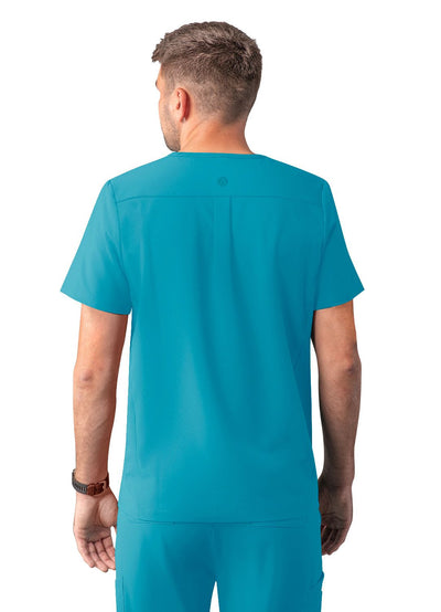 Addition Men's Modern Multi-pocket V-Neck  Top by Adar XXS-3XL   / TEAL BLUE