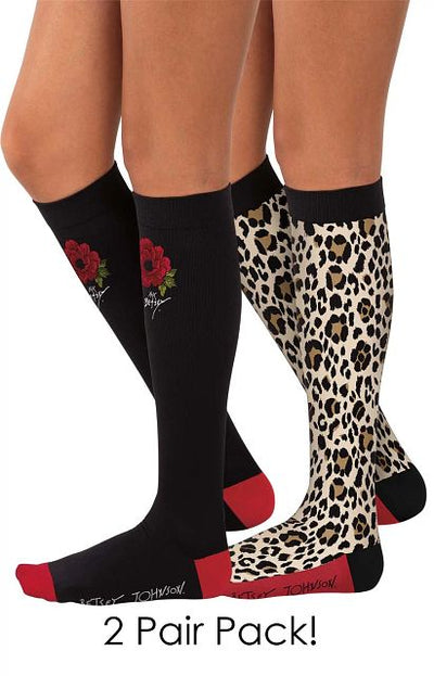 Compression Socks 2-pac by KOI / Floral Cheetah Betsey