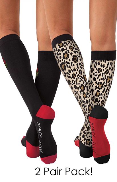 Compression Socks 2-pac by KOI / Floral Cheetah Betsey