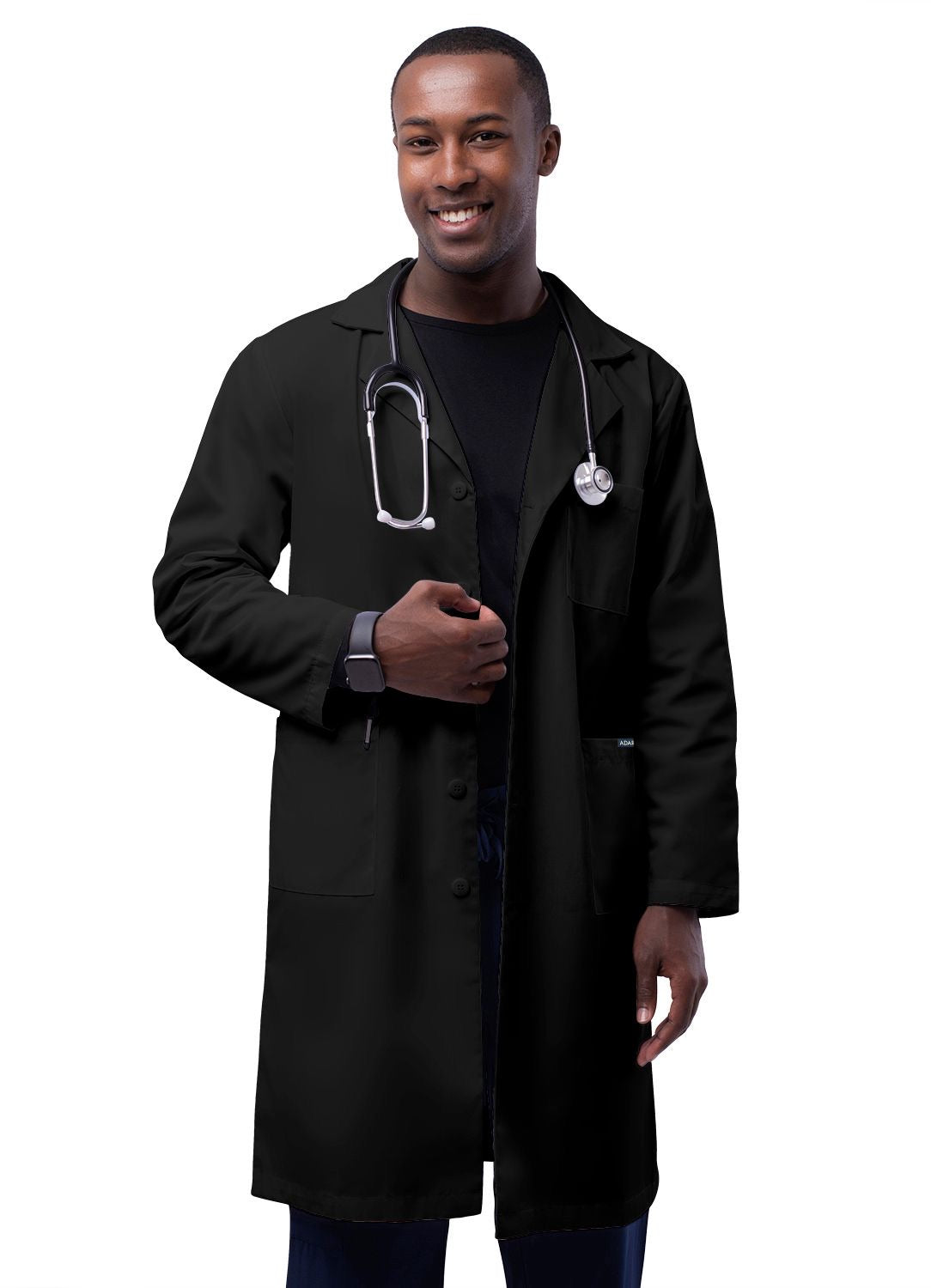 Unisex 39" Lab Coat With Inner Pockets by Adar Size 34 to 54 / Black
